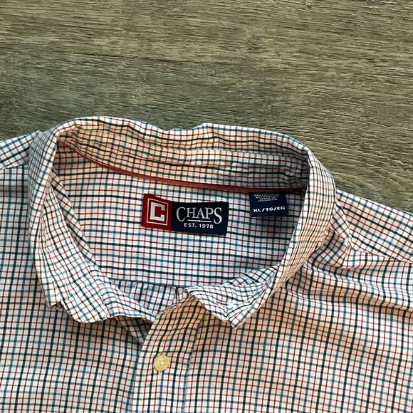 (2) Chaps Shirt Men Size XL Multi Color Plaid Button Down Long Sleeve Logo Crest - Picture 8 of 12